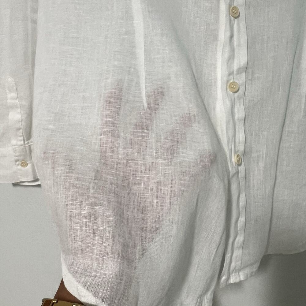 CP Shades Linen Shirt Women L White Button Up Long Sleeve Lightweight Casual - Picture 5 of 11